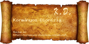 Kormányos Dionízia névjegykártya